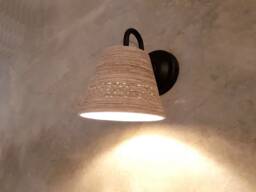 Handmade Gray Ceramic Wall Sconce Rustic Bedside Lighting - thumbnail 1