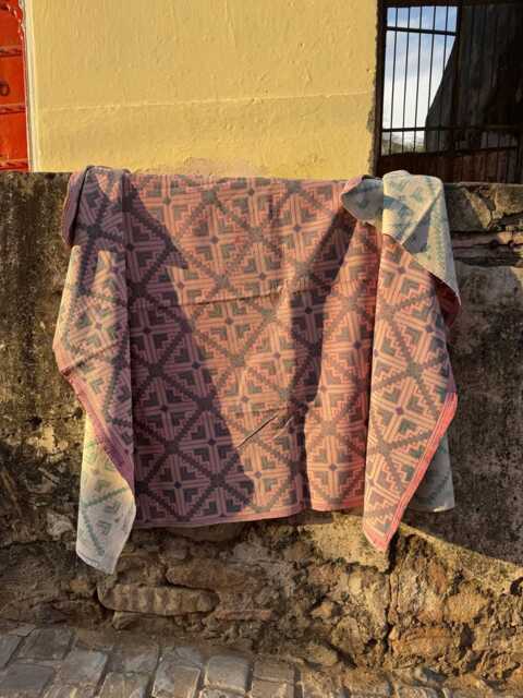 Ethnic Kantha Throw Hand Embroidered Carpet Pattern Rustic Home Decor Accent - image 1