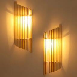 "Scandinavian Wood Cardboard Wall Lamp With Ecological Minimalist Design Cocoon Recycled Kido ""Iris" - thumbnail 3