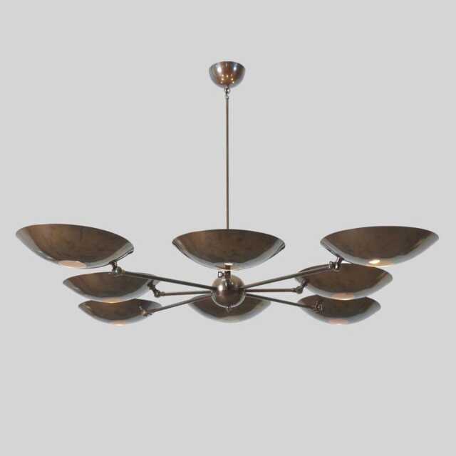 Mid Century Sputnik Chandelier - 8-Light Antique Patina Brass Pendant - image 1