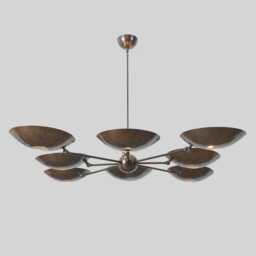 Mid Century Sputnik Chandelier - 8-Light Antique Patina Brass Pendant - thumbnail 1