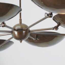 Mid Century Sputnik Chandelier - 8-Light Antique Patina Brass Pendant - thumbnail 2