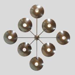 Mid Century Sputnik Chandelier - 8-Light Antique Patina Brass Pendant - thumbnail 3