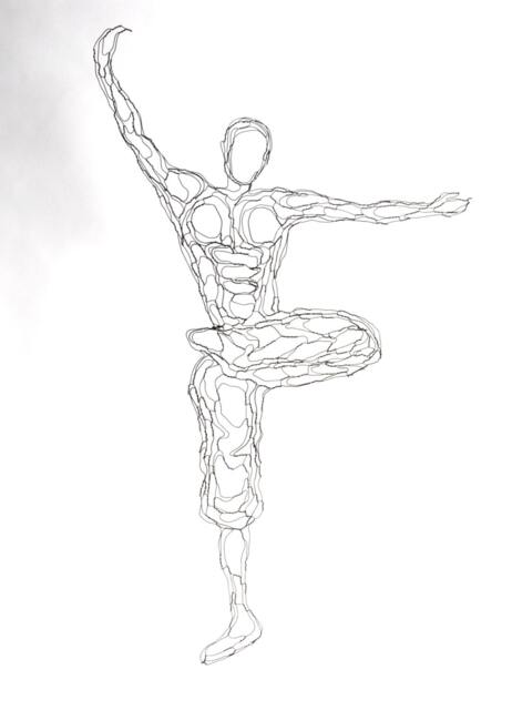Wire Sculpture Tai Chi Figure 30In Wall Art By Elizabeth Berrien, Internationally Acclaimed Wire Sculptor - image 1
