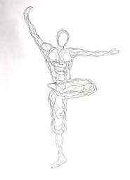 Wire Sculpture Tai Chi Figure 30In Wall Art By Elizabeth Berrien, Internationally Acclaimed Wire Sculptor - thumbnail 1