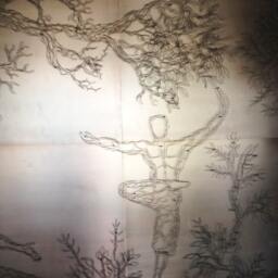 Wire Sculpture Tai Chi Figure 30In Wall Art By Elizabeth Berrien, Internationally Acclaimed Wire Sculptor - thumbnail 3