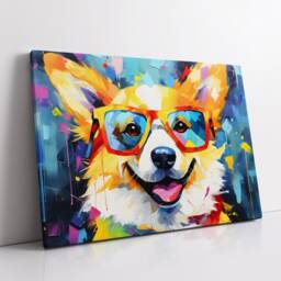 Corgi Fun Animal Dog Pet Lover Abstract Oil Painting Wall Art, Framed Canvas Poster Print, Home Kitchen Office Room Decor, Gifts - thumbnail 2