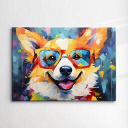 Corgi Fun Animal Dog Pet Lover Abstract Oil Painting Wall Art, Framed Canvas Poster Print, Home Kitchen Office Room Decor, Gifts - thumbnail 3