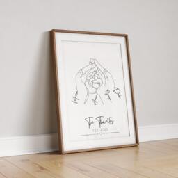 Personalised Family Line Art Print Newborn Gift, Valentines Day Gift - thumbnail 2