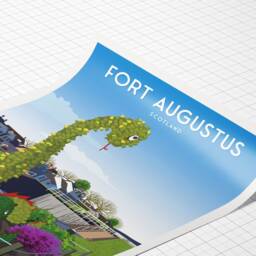 Fort Augustus Travel Poster - Loch Ness Monster Scottish Highlands Great Glen Way Caledonian Canal - thumbnail 3