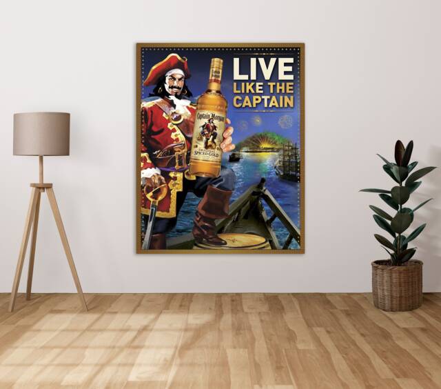 Captain Morgans Spiced Golden Rum - Metal Sign Plaque Wall Art Decor Signage
