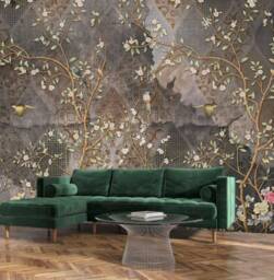 Vintage Mural Japanese Garden Chinoiserie Birds Flowers Bedroom Wallpaper Wall Decor Self Adhesive Exclusive Design Photo - thumbnail 1