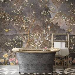 Vintage Mural Japanese Garden Chinoiserie Birds Flowers Bedroom Wallpaper Wall Decor Self Adhesive Exclusive Design Photo - thumbnail 4