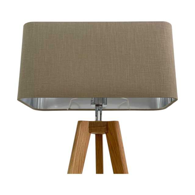 Taupe Brown Textured 100% Linen Brushed Silver Rounded Rectangle Lampshade - image 1