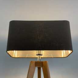 Taupe Brown Textured 100% Linen Brushed Silver Rounded Rectangle Lampshade - thumbnail 3