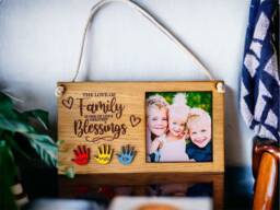 Mothers Day Gift For Mum - Mummy Nanny From Daughter Family Wooden Engraved Sign Handprint Plaque - thumbnail 1