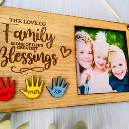 Mothers Day Gift For Mum - Mummy Nanny From Daughter Family Wooden Engraved Sign Handprint Plaque - thumbnail 2