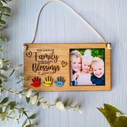 Mothers Day Gift For Mum - Mummy Nanny From Daughter Family Wooden Engraved Sign Handprint Plaque - thumbnail 3