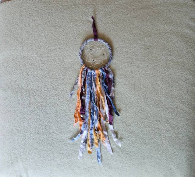Dream Catcher, Dreamcatcher Denim, Wall Hanging Boho, Southwestern Art, Tribal Home Decor, Fabric Talisman, Spiritual Art Dc12 - image 1