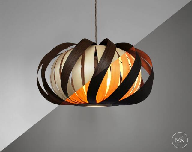 Pendant Lamp/Ceiling Light From Wood. Wenge & Birch Veneer - image 1