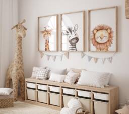 Safari Baby Animal Nursery Prints, Set Of 3, Prints, Wall Art, Prints For Nursery, Christmas Gift - thumbnail 1