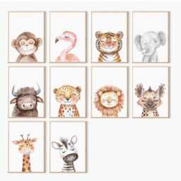 Safari Baby Animal Nursery Prints, Set Of 3, Prints, Wall Art, Prints For Nursery, Christmas Gift - thumbnail 2