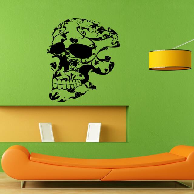 Floral Flower Design Skull Skeletal Skeleton Wall Sticker Vinyl Decal Home Art Decor Housewares Free Shipping L046 - image 1