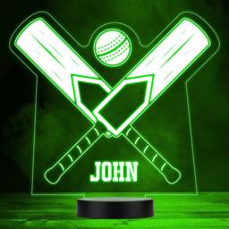 Cricket Bats & Ball Sports Fan Personalised Gift Colour Changing Night Light - thumbnail 1