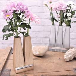 Wooden Flower Vase - Personalised Multi Stem Test Tube Vase 5Th Anniversary Gift Wedding Gift- Wooden Keepsake For Mum - thumbnail 1