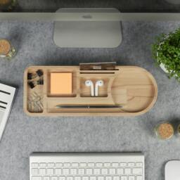 Wood Desk Organizer, Modern Table Accessories, Phone, Pencil, Business Card Holder, Design Wooden Storage - thumbnail 3