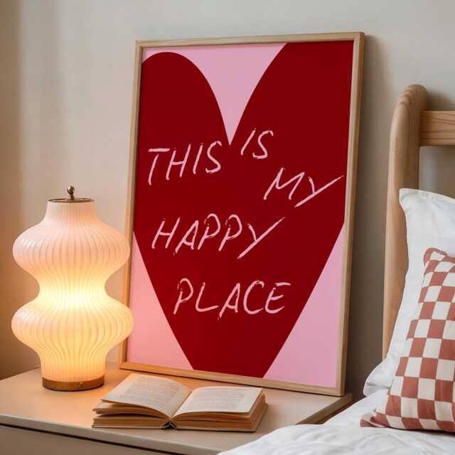This Is My Happy Place Wall Print - Pink Bedroom Dopamine Decor - image 1