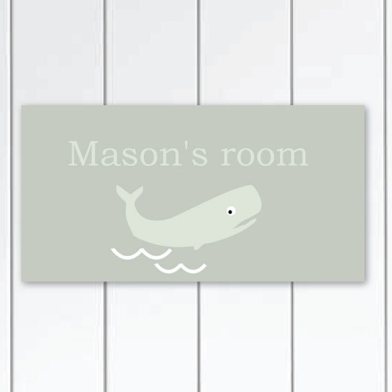 Whale Personalized Children Door Sign Plaque, Wall Art - image 1