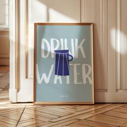 Drink Water Art Print - Funny Kitchen Wall Bold Typography Poster For Home - thumbnail 1