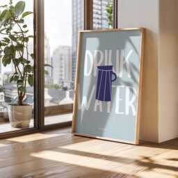 Drink Water Art Print - Funny Kitchen Wall Bold Typography Poster For Home - thumbnail 3