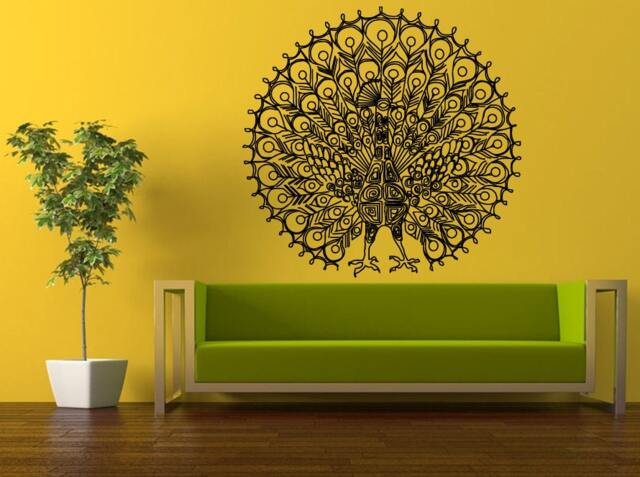 Wall Decal Vinyl Sticker Decals Peal & Stick Cheap Free Shipping Decor Art Beautiful Peacock Pretty Bird Amazing Feathers L420 - image 1