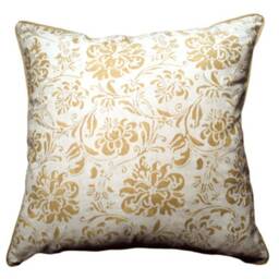 Throw Pillow Cushion Cover Fortuny Fabric Grey, Brown & Silvery Gold Cimarosa Pattern - Made in Italy - thumbnail 4