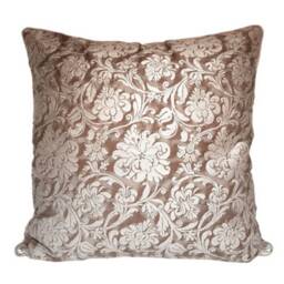 Throw Pillow Cushion Cover Fortuny Fabric Grey, Brown & Silvery Gold Cimarosa Pattern - Made in Italy - thumbnail 1
