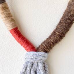 Fringed Rope Art For Mural Decor, Wrapped Macrame Knot Wall Hanging, Grey Knotted Tassel, Soft Yarn Loop Home - thumbnail 3