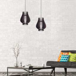 Modern Chandelier Lighting, Pendant Light, Scandinavian Lamp, Geometric Ceiling Light Fixture, Wooden Shade, Lamp Tulip - thumbnail 2