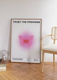 Trust The Process Print Pink Butterfly, Spiritual Wall Art - thumbnail 1