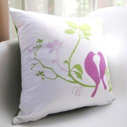 Love Birds Pillow Cover Purple Lavender Print, 16 Inch Square - thumbnail 2
