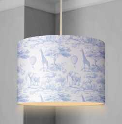 Lampshade - Nursery Chinoiserie Toile De Jouy Safari Blue, Lampshade Or Table Lampshade Childrens Room Round