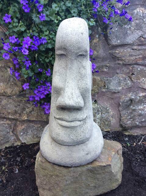 Large Stone Easter Island Statue Head Bust Garden Ornament