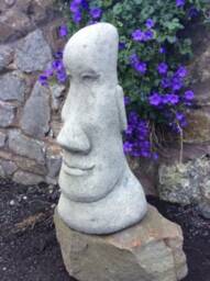Large Stone Easter Island Statue Head Bust Garden Ornament - thumbnail 2