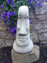 Large Stone Easter Island Statue Head Bust Garden Ornament - thumbnail 1