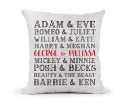 Personalised Cushion, Famous Couples Wedding, Engagement, Anniversary, New Home Gift - thumbnail 1
