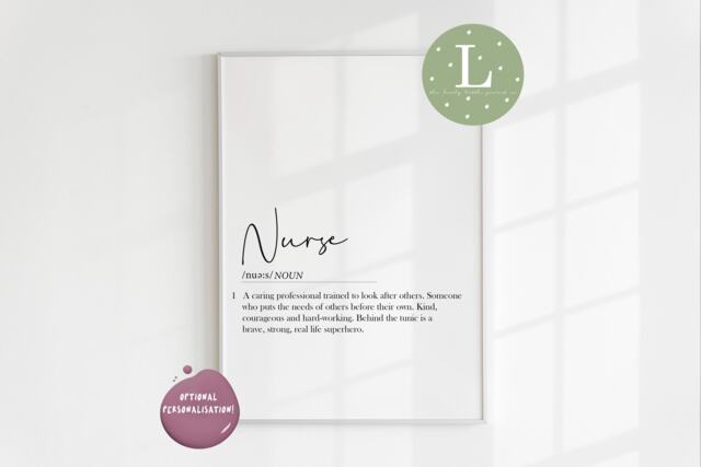Nurse Definition Print - Gift Card Gifts For Nurses Nursing Personalised Nurse Gift Quote Nhs - image 1
