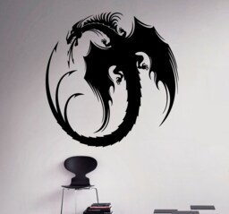 Dragon Vinyl Decal Monster Wall Sticker Gothic Home Interior Medieval Graphics Bedroom Art 3(Dn - thumbnail 1