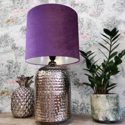 Purple Lampshade in Velvet With Silver Lining, Large Plain Ceiling Lightshade - thumbnail 2