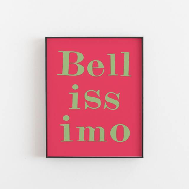 Italian Wall Art, Bellissimo Print, Beautiful Italy, Travel Italy Word Themed Inspired A2, A3 - image 1